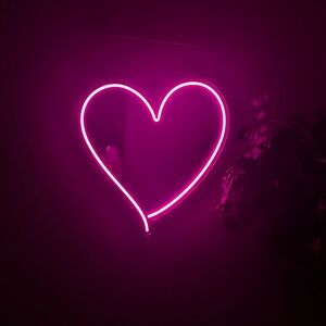 Pink Neon Led Heart Wall Decor